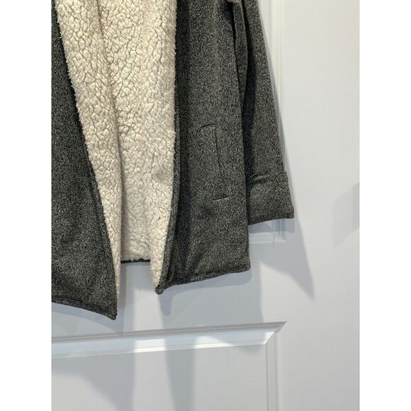 Abercrombie & Fitch Sherpa Lined Open Front Cardigan Gray Size Small - Picture 5 of 7